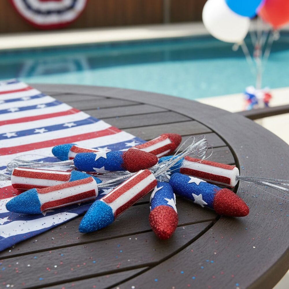 Foam and Glitter Fire Crackers 4th of July Party Favors Holiday Crafts 6 Count